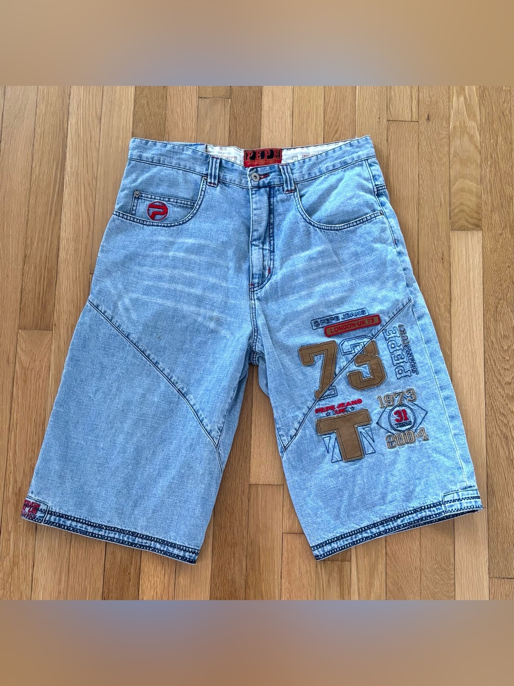 Vintage Pepe Jeans Jorts Y2K Denim Shorts 2004 Baggy 15” Mens 34